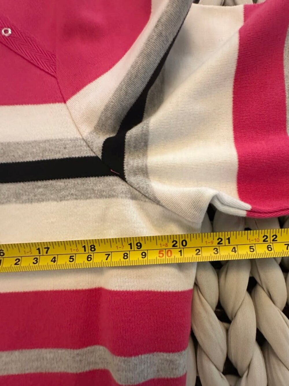 Karen Scott Sport Pink Striped 3/4 Sleeve Knit Top - Size PL - Picture 7 of 9